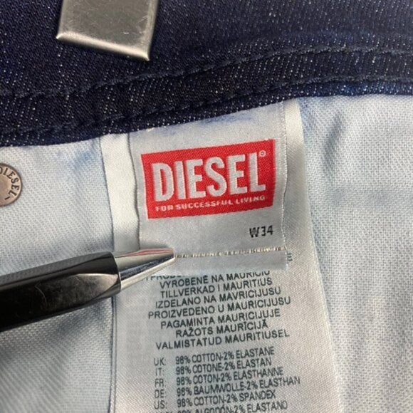 DIESEL Thommer X RM035 Blue Slim Skinny Stretch Jeans Dark Wash 00SB6D 34 X 32 - Picture 9 of 9